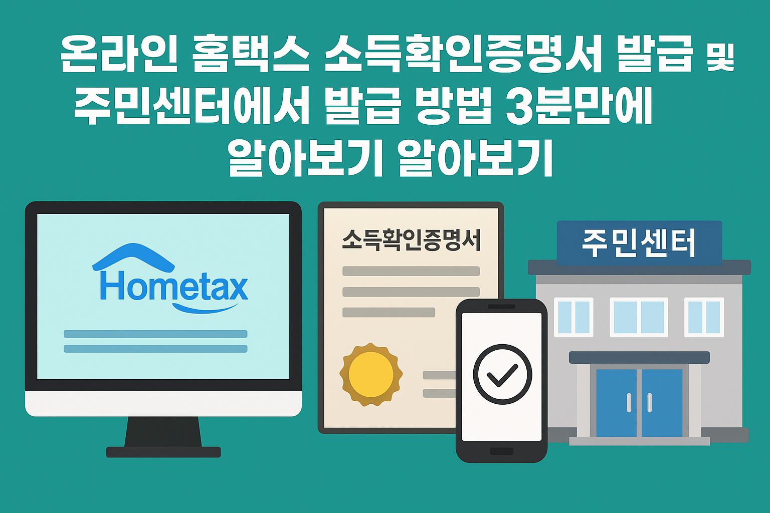 온라인 홈택스 소득확인증명서 발급 및 주민센터에서 발급 방법 3분만에 알아보기 !(전년도 소득확인 증명서 발급 방법 포함) 썸네일