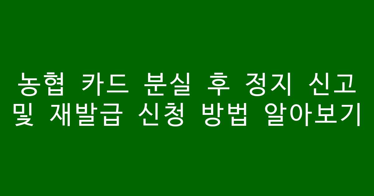 농협 카드 분실 후 정지 신고 및 재발급 신청 방법 알아보기 썸네일