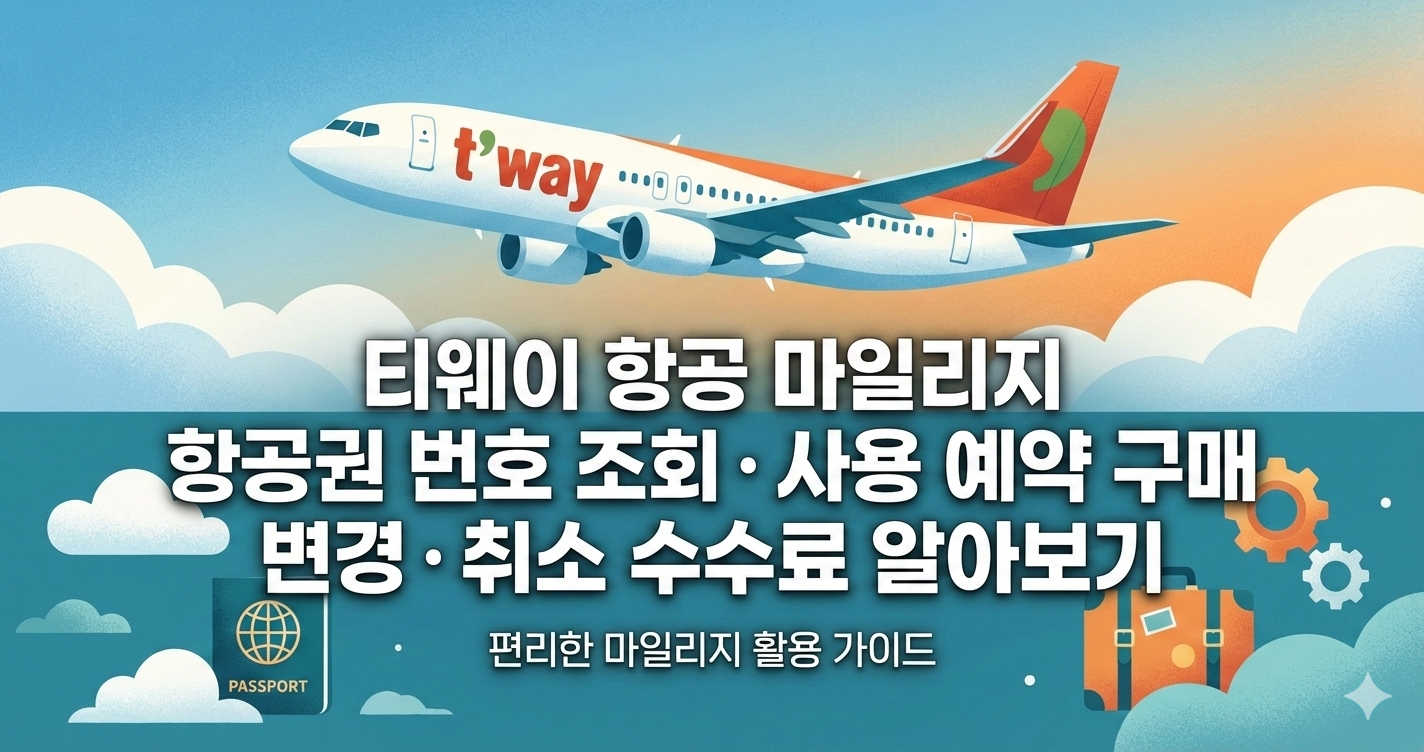 티웨이 항공 마일리지 항공권 번호 조회와 사용 예약 구매 및 변경 취소 수수료 알아보기 썸네일